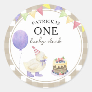 Sticker Rond Watercolor Canard 1er anniversaire