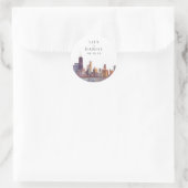 Sticker Rond Watercolor Chicago Skyline Destination Wedding (Sac)