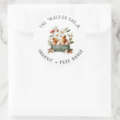 Sticker Rond Watercolor Chicken Floral Family Farm (Sac)