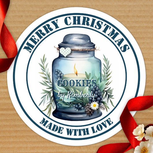 Sticker Rond Watercolor Christmas Cookie Jar
