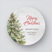 Sticker Rond Watercolor Christmas Tree Holiday Gift