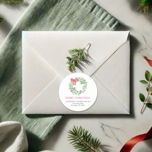 Sticker Rond Watercolor Christmas Wath Return Adresse