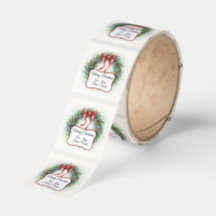 Watercolor Christmas Wreath Gift Address Label