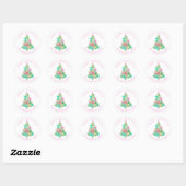 Sticker Rond Watercolor Coquette Bows Christmas Tree (Feuille)