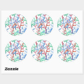 Sticker Rond Watercolor Coral (Feuille)