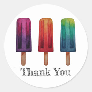Sticker Rond Watercolor Cute Popsicle Glaces Creams