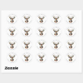 Sticker Rond Watercolor Deer Christmas (Feuille)