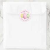 Sticker Rond Watercolor Easter Eggs Happy Easter Pink (Sac)