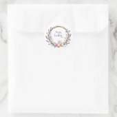 Sticker Rond Watercolor Easter Lavender Wreath Eggs Cute Bunny (Sac)