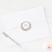 Sticker Rond Watercolor Easter Lavender Wreath Eggs Cute Bunny (Enveloppe)