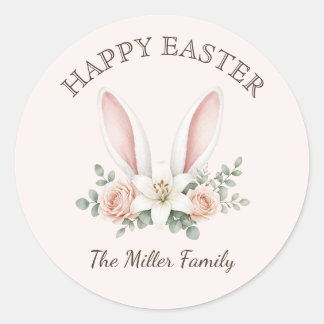 Sticker Rond Watercolor Floral Bunny Ears Easter Sunday 2026