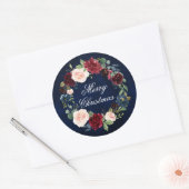 Sticker Rond Watercolor Floral Wreath Joyeux Noël rond (Enveloppe)