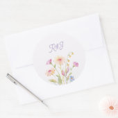 Sticker Rond watercolor flower editable  (Enveloppe)