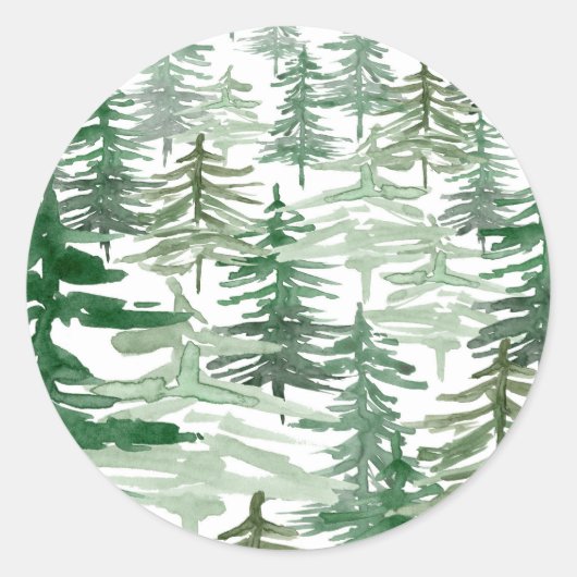 Sticker Rond Watercolor Forest Woodland Pattern Envelope Seal (Devant)