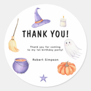 Sticker Rond Watercolor Ghost kids Première fête