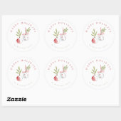 Sticker Rond Watercolor Green & Red Ornaments Holiday (Feuille)