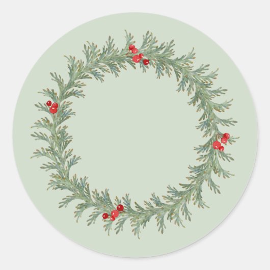 Sticker Rond Watercolor Holiday Wreath (Devant)