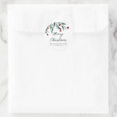 Sticker Rond Watercolor Holly Berry Christmas (Sac)