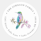 Sticker Rond Watercolor Jolie Hummingbird Adresse de retour (Devant)