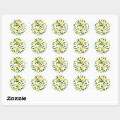 STICKER ROND WATERCOLOR LEMONS (Feuille)