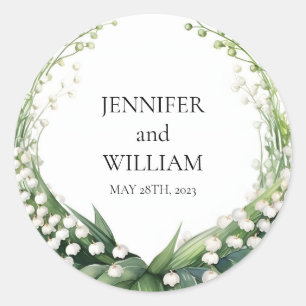 Sticker Rond Watercolor Lily de la fête nuptiale de la vallée