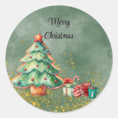 Sticker Rond Watercolor Magical Christmas (Devant)