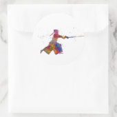 Sticker Rond Watercolor martial art-kendo (Sac)