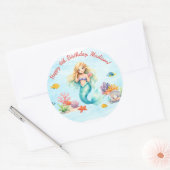 Sticker Rond Watercolor Mermaid Birthday (Enveloppe)
