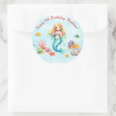 Sticker Rond Watercolor Mermaid Birthday (Sac)