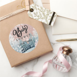 Sticker Rond Watercolor moderne Winter Wonderland Baby shower