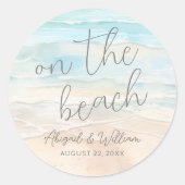 Sticker Rond Watercolor On The Beach Wedding (Devant)
