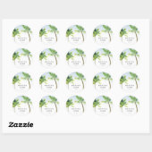 Sticker Rond Watercolor Palm Tree Beach Wedding (Feuille)