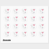 Sticker Rond Watercolor Pink Cocktail Bridal Shower (Feuille)
