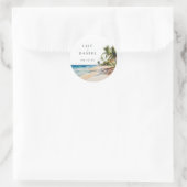 Sticker Rond Watercolor Plage tropicale Destination Mariage (Sac)