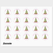Sticker Rond Watercolor Preppy Bright Christmas Tree Address (Feuille)