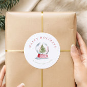 Sticker Rond Watercolor Snow Globe Holiday