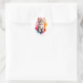 Sticker Rond Watercolor Splash Art Kitty Chat Splatter Peinture (Sac)
