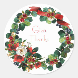Sticker Rond Watercolor Thanksgiving Wreath