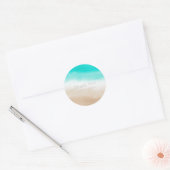 Sticker Rond Watercolor Turquoise & Tan Subtle Beach Mariage (Enveloppe)