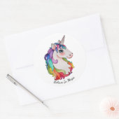 Sticker Rond Watercolor Unicorn (Enveloppe)