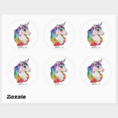 Sticker Rond Watercolor Unicorn (Feuille)