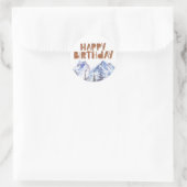 Sticker Rond Watercolor Winter Forest "Joyeux anniversaire" (Sac)