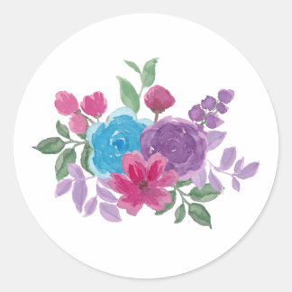 Sticker Rond watercolorful flowers