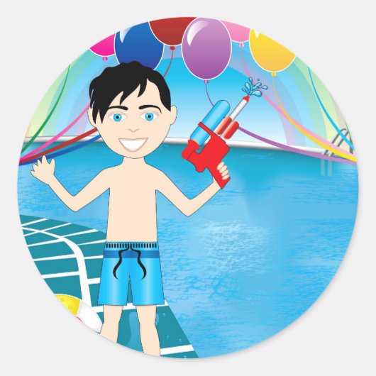 Sticker Rond Watergun Pool Boy (Devant)