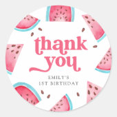 Sticker Rond Watermelon 1er Anniversaire Merci (Devant)