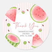 Sticker Rond Watermelon Baby Shower (Devant)