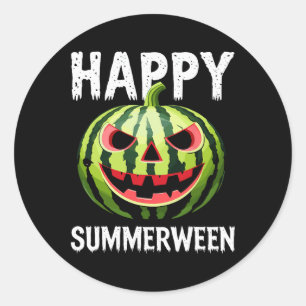 Sticker Rond Watermelon Jackolantern Été Halloween Happy Sum