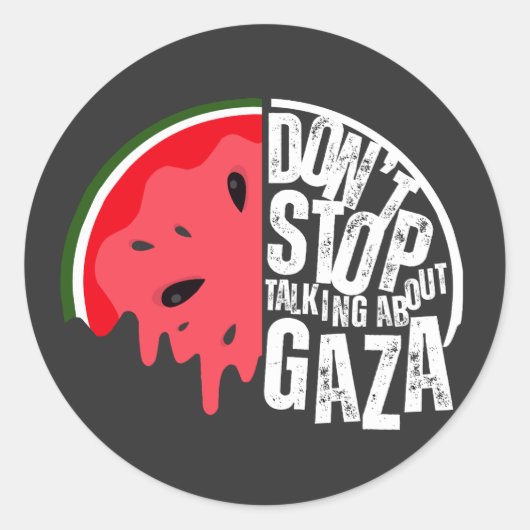 Sticker Rond Watermelon N'arrêtez pas de parler de Palestine (Devant)