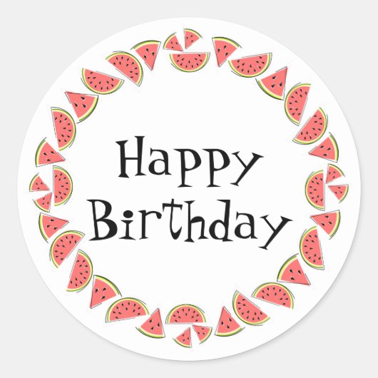 Sticker Rond Watermelon Pieces Cercle Joyeux Anniversaire rond (Devant)