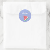Sticker Rond Watermelon tranche nom personnalisé bleu (Sac)